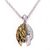 Men's sterling silver and brass pendant necklace, 'Gladiator Dragon' - Men's Sterling Silver and Brass Dragon and Helm Necklace (image 2c) thumbail