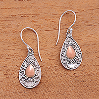 Gold-accented sterling silver dangle earrings, 'Teardrops of Beauty' - Handmade Gold-Accented Sterling Silver Dangle Earrings