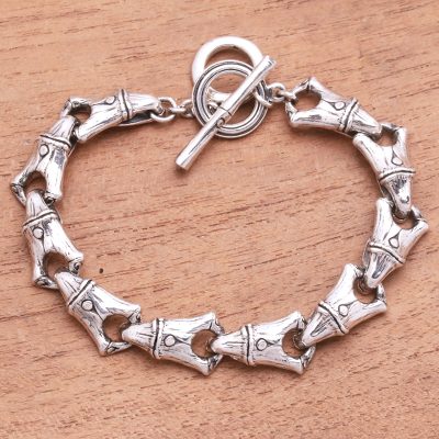 Sterling silver link bracelet, Bamboo Root