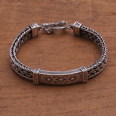 Sterling silver pendant bracelet, Foxtail Statement