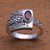 Garnet cocktail ring, 'Peaceful Panel' - Curl Pattern Garnet Cocktail Ring from Bali thumbail
