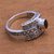 Garnet cocktail ring, 'Peaceful Panel' - Curl Pattern Garnet Cocktail Ring from Bali (image 2c) thumbail