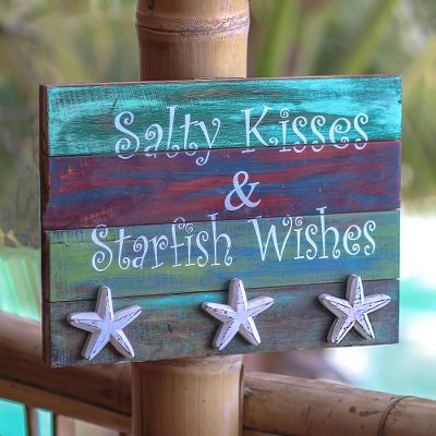 Wood wall sign, Starfish Wishes