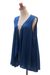 Rayon vest, 'Garden's Glory in Azure' - Floral Embroidered Rayon Vest in Azure from Bali (image 2f) thumbail