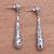 Sterling silver dangle earrings, 'Drops from the Garden' - Drop-Shaped Floral Sterling Silver Dangle Earrings from Bali (image 2b) thumbail