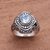 Blue topaz cocktail ring, 'Magnificent Splendor' - Blue Topaz and Sterling Silver Dot and Swirl Cocktail Ring thumbail