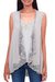 Rayon vest, 'Garden's Glory in Beige' - Floral Embroidered Rayon Vest in Beige from Bali (image 2a) thumbail