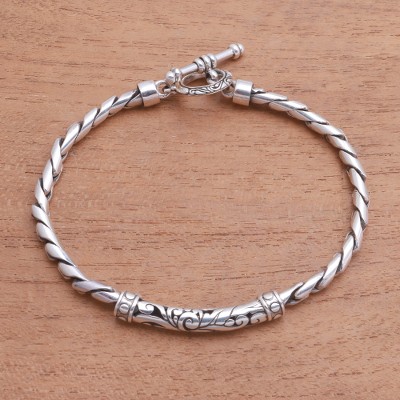Sterling silver pendant bracelet, Curved Pillar