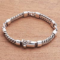 Sterling silver link bracelet, 'Elegant Quartet' - Sterling Silver Link Bracelet Crafted in Bali