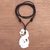 Bone and garnet pendant necklace, 'Swirling Glory' - Swirl Pattern Bone and Garnet Pendant Necklace from Bali thumbail