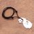 Bone and garnet pendant necklace, 'Swirling Glory' - Swirl Pattern Bone and Garnet Pendant Necklace from Bali (image 2b) thumbail