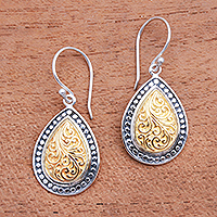 Featured review for Gold accented sterling silver dangle earrings, Droplet Frames