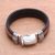 Men's leather braided wristband bracelet, 'Blessing of Strength in Brown' - Men's Brown Leather Braided Wristband Bracelet from Bali thumbail