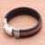 Men's leather braided wristband bracelet, 'Blessing of Strength in Brown' - Men's Brown Leather Braided Wristband Bracelet from Bali (image 2b) thumbail