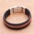 Men's leather braided wristband bracelet, 'Blessing of Strength in Brown' - Men's Brown Leather Braided Wristband Bracelet from Bali (image 2c) thumbail