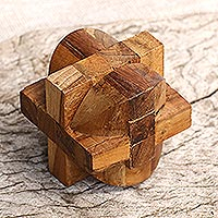 Teak wood puzzle, 'Mental Exercise' - Handcrafted Teak Wood Puzzle Crafted in Java