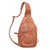 Leather backpack sling, 'Easy Traveling' - Solid Burnt Sienna Leather Backpack Sling from Bali thumbail