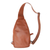 Leather backpack sling, 'Easy Traveling' - Solid Burnt Sienna Leather Backpack Sling from Bali (image 2c) thumbail