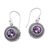 Amethyst dangle earrings, 'Loving Gaze' - Artisan Crafted Balinese Amethyst and Silver Earrings (image 2a) thumbail
