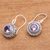 Amethyst dangle earrings, 'Loving Gaze' - Artisan Crafted Balinese Amethyst and Silver Earrings (image 2b) thumbail
