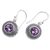 Amethyst dangle earrings, 'Loving Gaze' - Artisan Crafted Balinese Amethyst and Silver Earrings (image 2c) thumbail