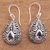 Amethyst dangle earrings, 'Balinese Dewdrop' - Artisan Crafted Balinese Amethyst and Silver Earrings thumbail