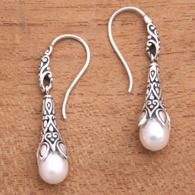Cultured pearl dangle earrings, Moonlight Spire