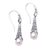 Cultured pearl dangle earrings, 'Moonlight Spire' - White Cultured Pearl and Sterling Silver Balinese Earrings (image 2a) thumbail