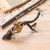 Brass sculpture, 'The Hunt' - Frog and Dragonfly-Themed Antiqued Brass Sculpture from Bali thumbail