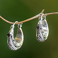 Garnet hoop earrings, Glimpse of Elegance