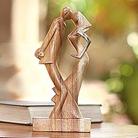Wood sculpture, 'Wedding Dance' - Handmade Suar Wood Wedding-Themed Sculpture from Bali