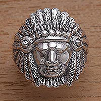 Sterling silver ring, 'Tribal Chief' - Tribal Chief Sterling Silver Ring Crafted in Bali