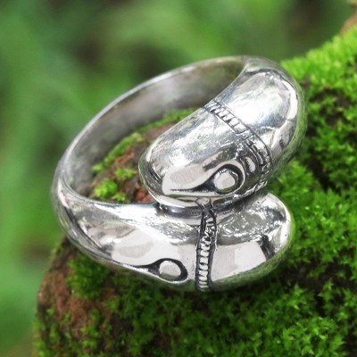 Sterling silver band ring, Bamboo Eyes