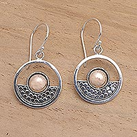 Gold accented sterling silver dangle earrings, 'Zenith' - Modern Sterling Silver and 18k Gold Plate Dangle Earrings