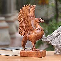 Wood sculpture, 'Liver Bird' - Hand Carved Wood Sculpture of Liver Bird