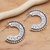 Sterling silver half-hoop earrings, 'Tribal Vibe' - Tribal Style Sterling Silver Half-Hoop Earrings thumbail