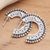 Sterling silver half-hoop earrings, 'Tribal Vibe' - Tribal Style Sterling Silver Half-Hoop Earrings (image 2b) thumbail