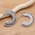 Sterling silver half-hoop earrings, 'Tribal Vibe' - Tribal Style Sterling Silver Half-Hoop Earrings (image 2c) thumbail
