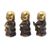 Bronze figurines, 'Buddha Monks' (set of 3) - Three Small Bronze Buddha Monk Figurines (image 2d) thumbail