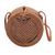 Round woven bamboo and ate grass shoulder bag, 'Heart's Delight in Brown' - Round Woven Bamboo Shoulder Bag with Heart Motif (image 2a) thumbail