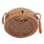 Round woven bamboo and ate grass shoulder bag, 'Heart's Delight in Brown' - Round Woven Bamboo Shoulder Bag with Heart Motif (image 2b) thumbail