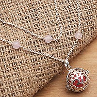Rose quartz harmony ball necklace, Sweet Omkara