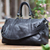 Leather travel bag, 'Minggat in Black' - Black Leather Travel Bag with Zipper from Indonesia (image 2b) thumbail