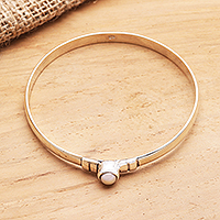 Cultured pearl bangle bracelet, 'On Point' - Cultured Pearl and Sterling Silver Bangle Bracelet