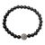 Onyx and sterling silver beaded stretch bracelet, 'Ornate Medallion in Black' - Hand Crafted Onyx Stretch Bracelet with Silver Pendant (image 2a) thumbail