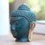 Bronze statuette, 'Buddha's Head in Green' - Green Patina Bronze Buddha Head Statuette (image 2b) thumbail