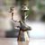 Brass candleholder, 'Stately Deer' - Deer Head Candleholder in Hand Cast Brass thumbail