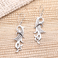 Sterling silver dangle earrings, 'Mythical Bird' - Mythical Bird Sterling Silver Dangle Earrings