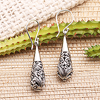 Sterling silver dangle earrings, 'Baroque Bower' - Ornate Sterling Silver Dangle Earrings