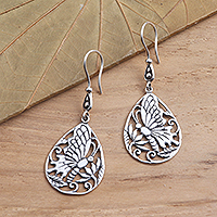 Sterling silver dangle earrings, 'Butterfly Breeze' - Handmade Silver Butterfly Dangle Earrings